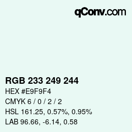 Color code: RGB 233 249 244 | qconv.com