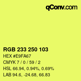 Color code: RGB 233 250 103 | qconv.com