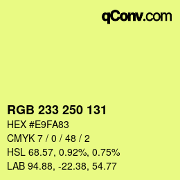 Color code: RGB 233 250 131 | qconv.com