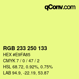 Color code: RGB 233 250 133 | qconv.com