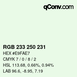 Código de color: RGB 233 250 231 | qconv.com