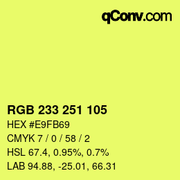 Color code: RGB 233 251 105 | qconv.com