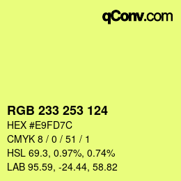 颜色代码: RGB 233 253 124 | qconv.com