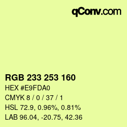 Color code: RGB 233 253 160 | qconv.com