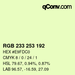 カラーコード: RGB 233 253 192 | qconv.com