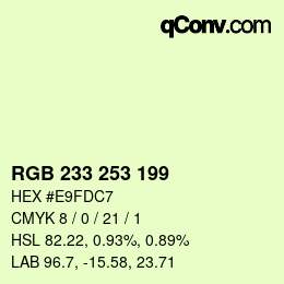 Color code: RGB 233 253 199 | qconv.com