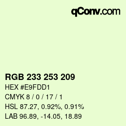 Color code: RGB 233 253 209 | qconv.com