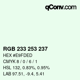 Color code: RGB 233 253 237 | qconv.com