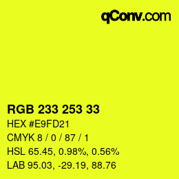 Color code: RGB 233 253 33 | qconv.com