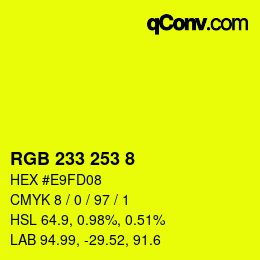 Color code: RGB 233 253 8 | qconv.com