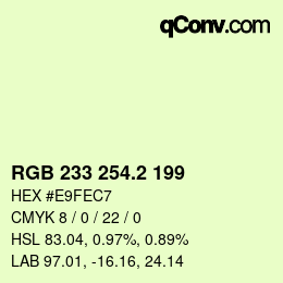 カラーコード: RGB 233 254.2 199 | qconv.com