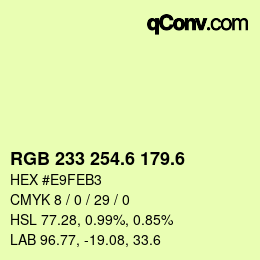 カラーコード: RGB 233 254.6 179.6 | qconv.com