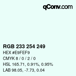 Color code: RGB 233 254 249 | qconv.com