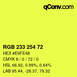 Color code: RGB 233 254 72 | qconv.com
