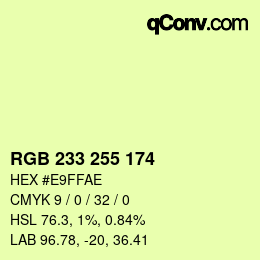 Code couleur: RGB 233 255 174 | qconv.com