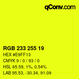 Color code: RGB 233 255 19 | qconv.com