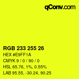 Color code: RGB 233 255 26 | qconv.com