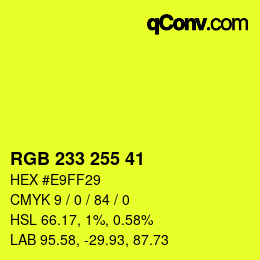 Color code: RGB 233 255 41 | qconv.com