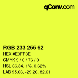 Color code: RGB 233 255 62 | qconv.com