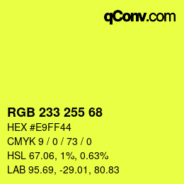 Color code: RGB 233 255 68 | qconv.com