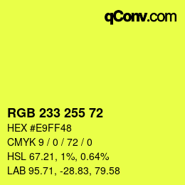 Color code: RGB 233 255 72 | qconv.com