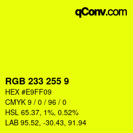 Color code: RGB 233 255 9 | qconv.com