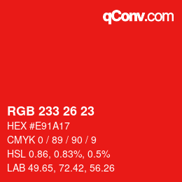 Color code: RGB 233 26 23 | qconv.com