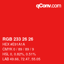 Color code: RGB 233 26 26 | qconv.com