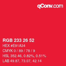 Color code: RGB 233 26 52 | qconv.com