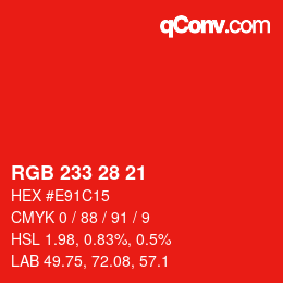 Color code: RGB 233 28 21 | qconv.com