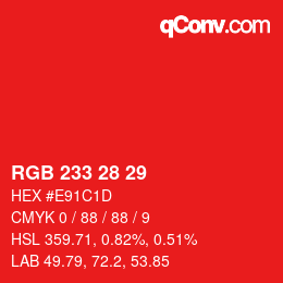 Color code: RGB 233 28 29 | qconv.com