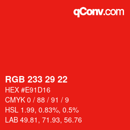 Color code: RGB 233 29 22 | qconv.com