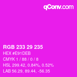 Color code: RGB 233 29 235 | qconv.com