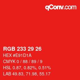 Color code: RGB 233 29 26 | qconv.com