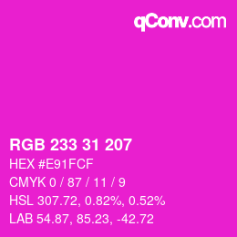 Color code: RGB 233 31 207 | qconv.com