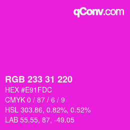 Color code: RGB 233 31 220 | qconv.com