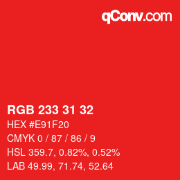 Color code: RGB 233 31 32 | qconv.com