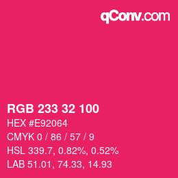 Color code: RGB 233 32 100 | qconv.com