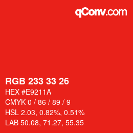 Color code: RGB 233 33 26 | qconv.com