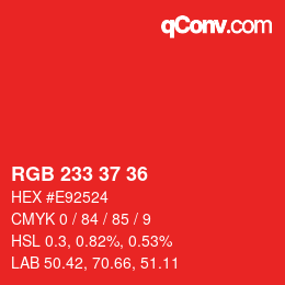 Color code: RGB 233 37 36 | qconv.com