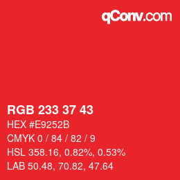 Color code: RGB 233 37 43 | qconv.com
