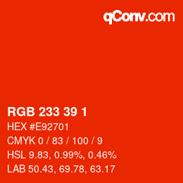 Color code: RGB 233 39 1 | qconv.com