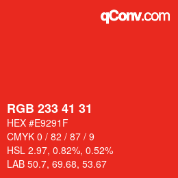 Color code: RGB 233 41 31 | qconv.com