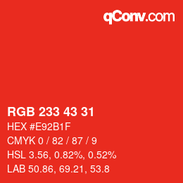 Color code: RGB 233 43 31 | qconv.com