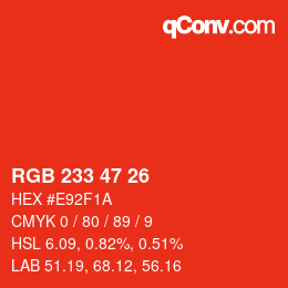 Color code: RGB 233 47 26 | qconv.com