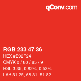Color code: RGB 233 47 36 | qconv.com