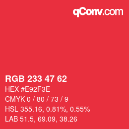 Color code: RGB 233 47 62 | qconv.com