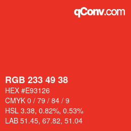 Color code: RGB 233 49 38 | qconv.com