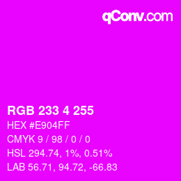 カラーコード: RGB 233 4 255 | qconv.com