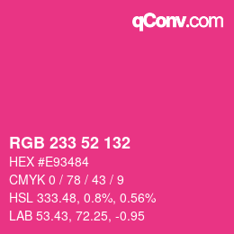 Color code: RGB 233 52 132 | qconv.com